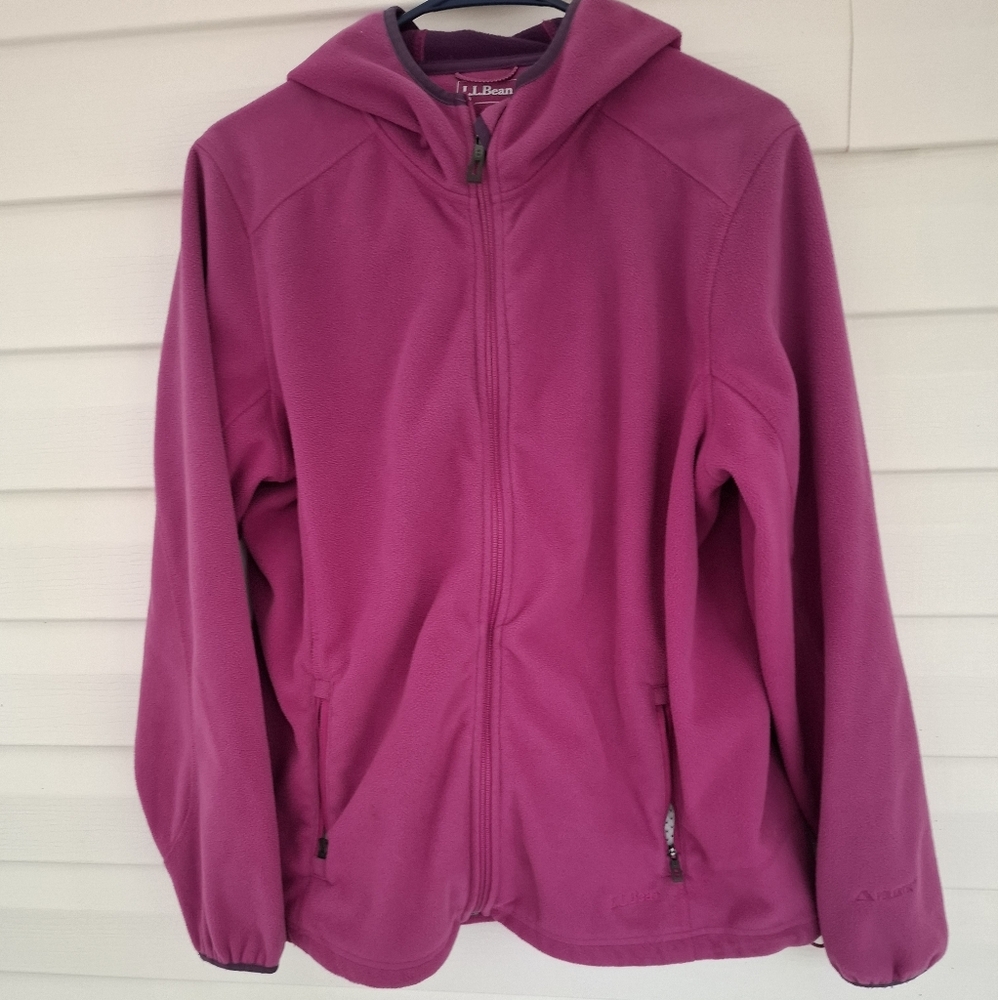 LL Bean Pink Full Zip Up Polartek Fleece Jacket Size Large